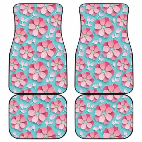 D Sakura Cherry Blossom Pattern Front And Back Car Mats