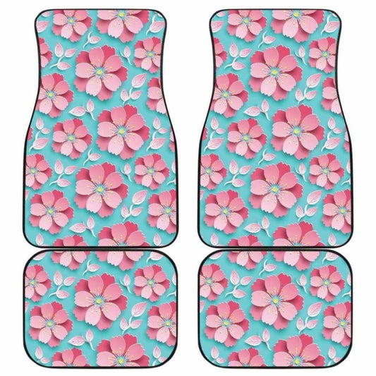 D Sakura Cherry Blossom Pattern Front And Back Car Mats