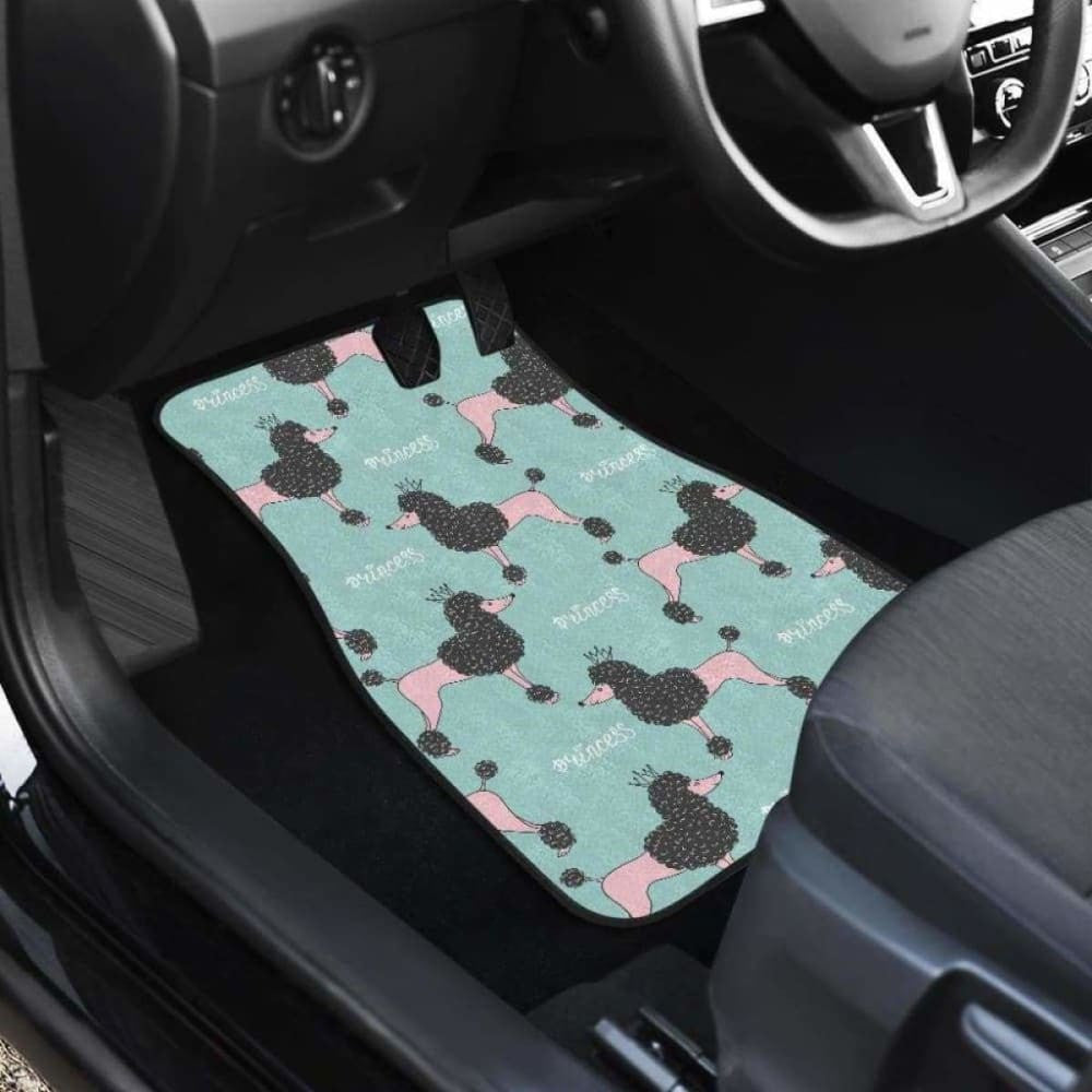 Poodle Dog Green Background Front And Back Car Mats