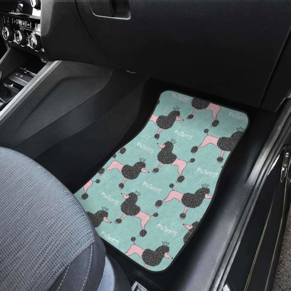 Poodle Dog Green Background Front And Back Car Mats