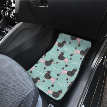 Poodle Dog Green Background Front And Back Car Mats