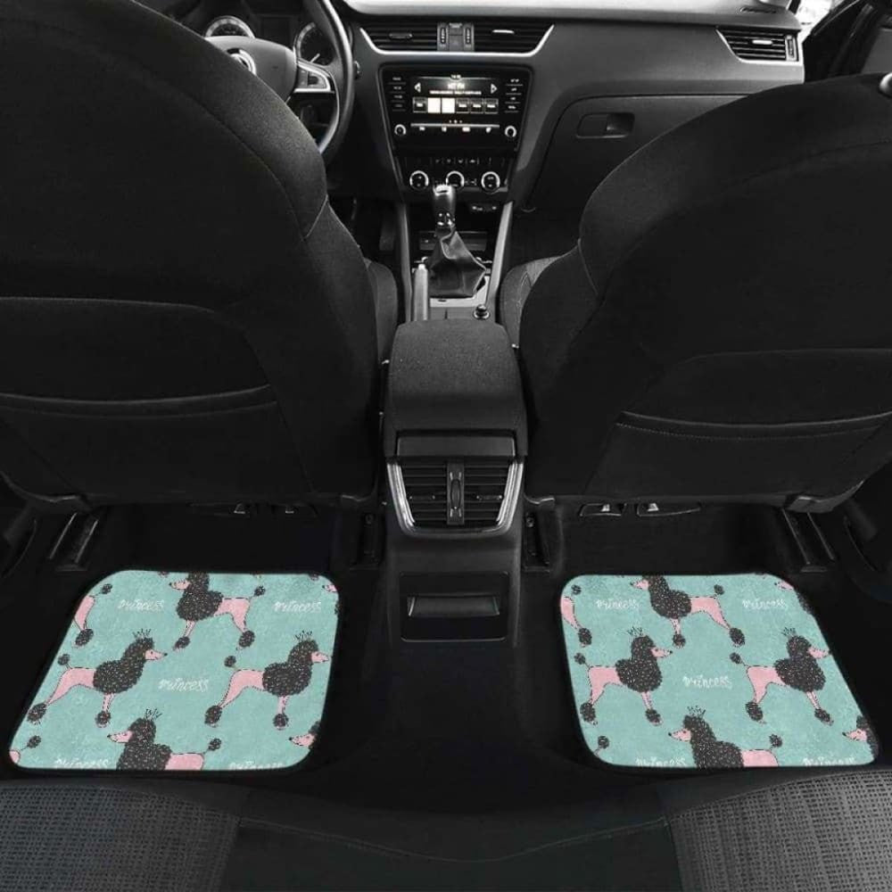 Poodle Dog Green Background Front And Back Car Mats