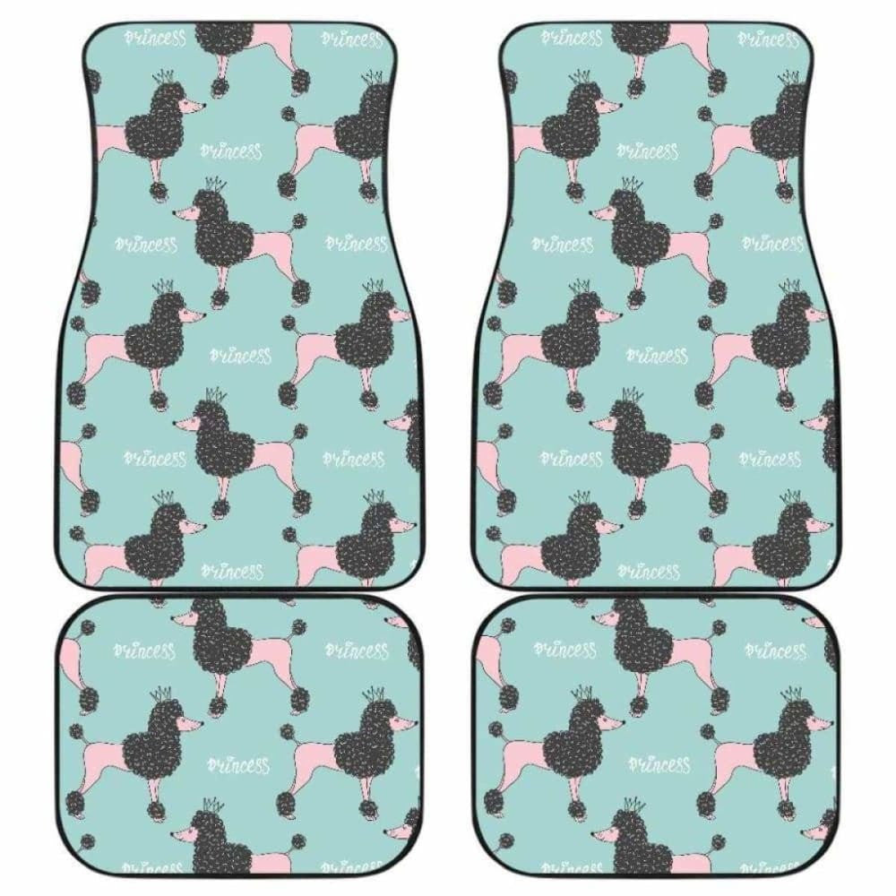 Poodle Dog Green Background Front And Back Car Mats