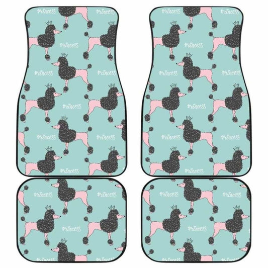 Poodle Dog Green Background Front And Back Car Mats