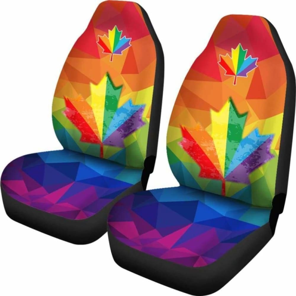 Canada Car Seat Covers Maple Leaf Lgbt Pride (Set Of Two)