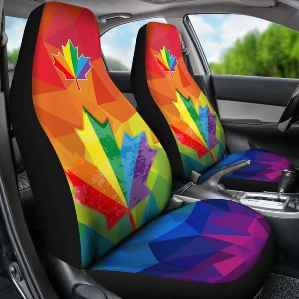 Canada Car Seat Covers Maple Leaf Lgbt Pride (Set Of Two)