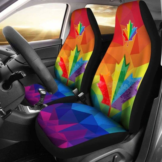 Canada Car Seat Covers Maple Leaf Lgbt Pride (Set Of Two)