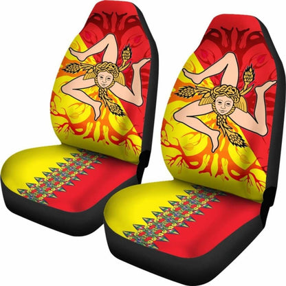 Sicily Flag With Celtic Tree Of Life Car Seat Covers