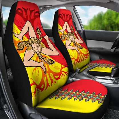 Sicily Flag With Celtic Tree Of Life Car Seat Covers
