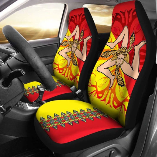 Sicily Flag With Celtic Tree Of Life Car Seat Covers