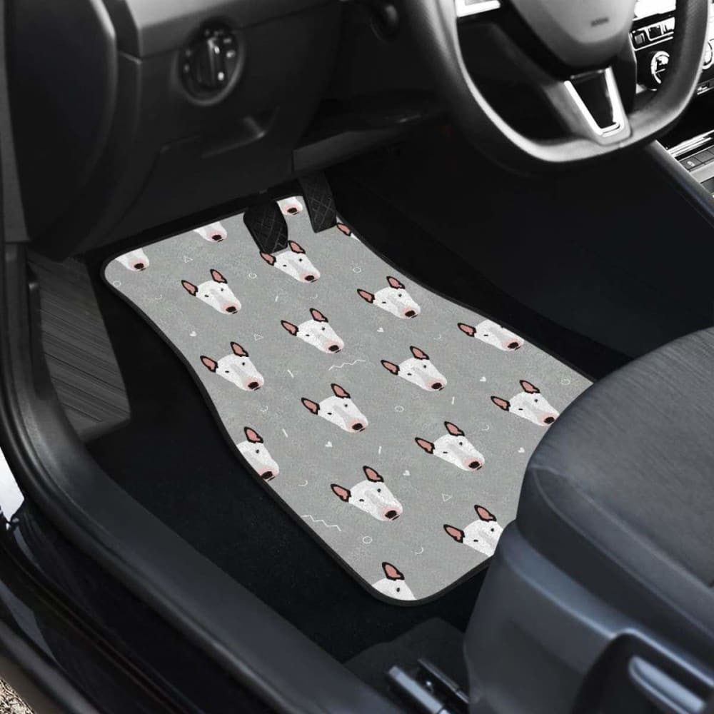 Bull Terrier Pattern Print Design  Front And Back Car Mats