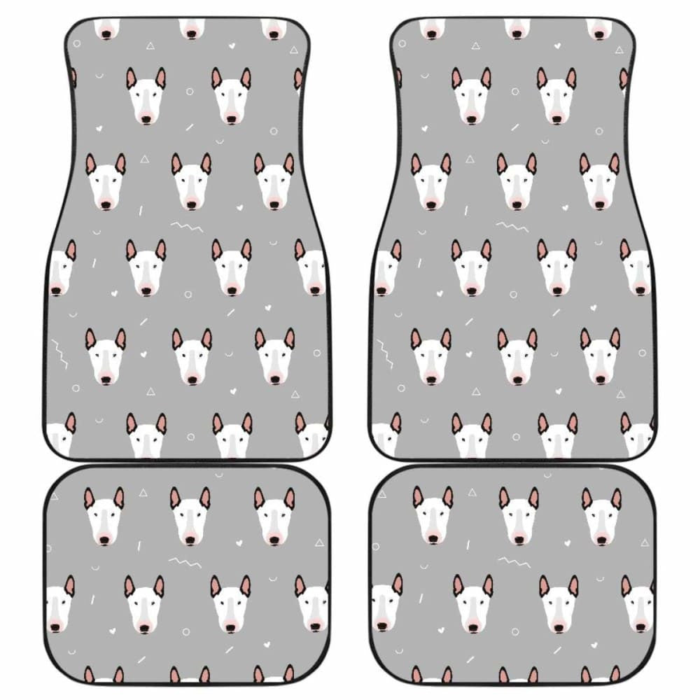 Bull Terrier Pattern Print Design  Front And Back Car Mats