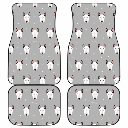 Bull Terrier Pattern Print Design  Front And Back Car Mats
