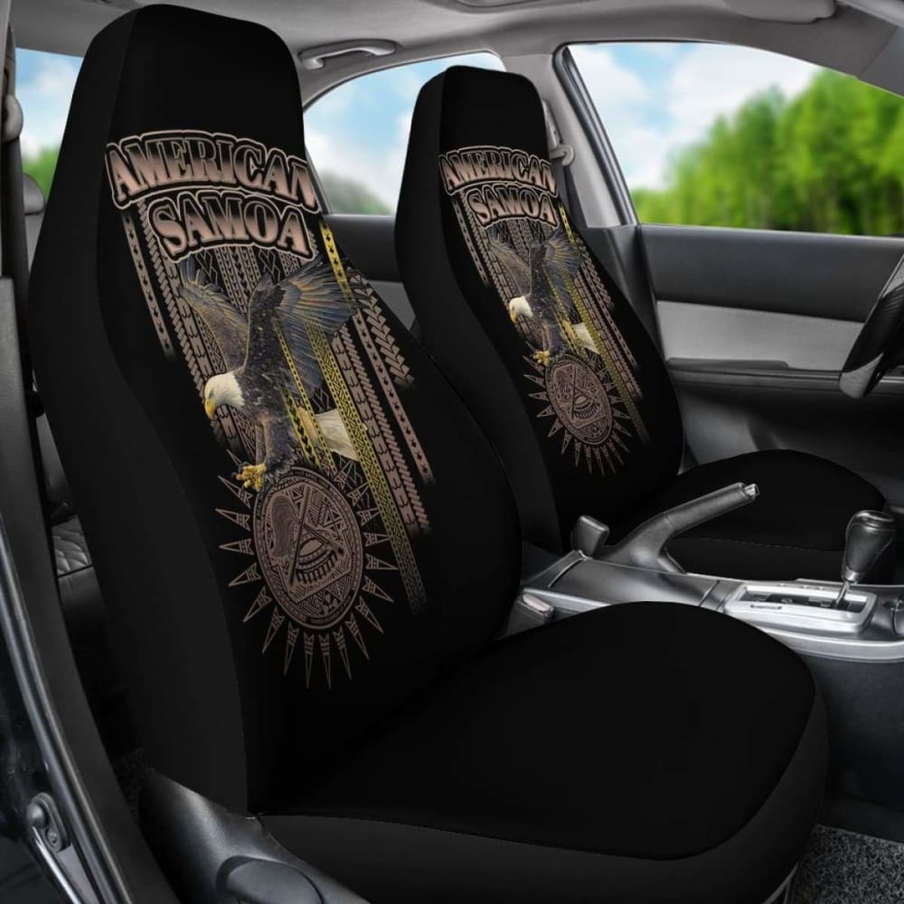 American Samoa Polynesian Car Seat Covers - Eagle Coat Of Arms -