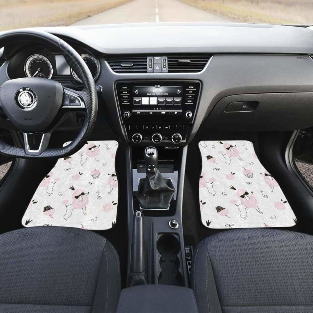 Poodle Dog Rose Cake Pattern Front And Back Car Mats