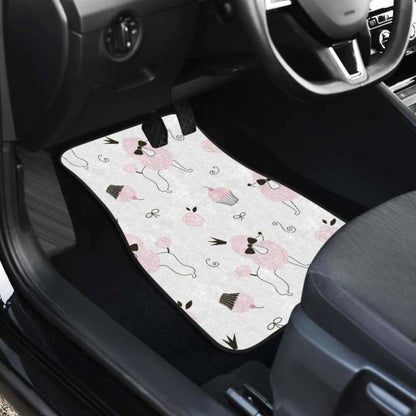 Poodle Dog Rose Cake Pattern Front And Back Car Mats