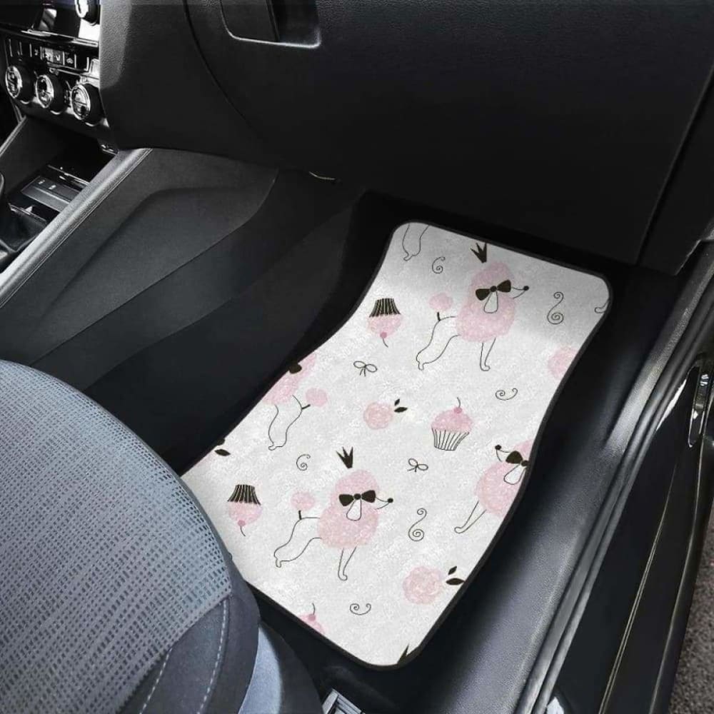 Poodle Dog Rose Cake Pattern Front And Back Car Mats