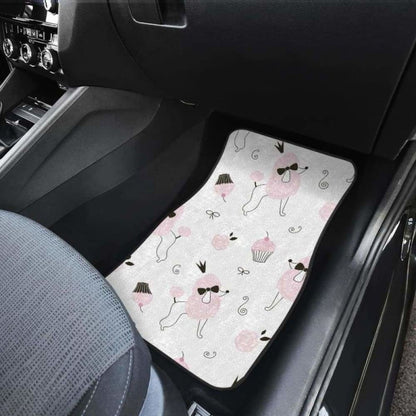 Poodle Dog Rose Cake Pattern Front And Back Car Mats