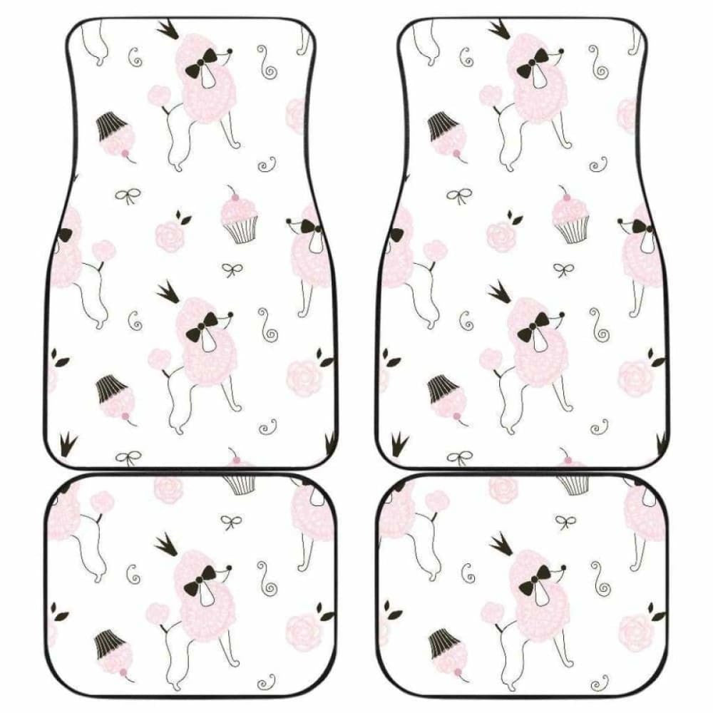 Poodle Dog Rose Cake Pattern Front And Back Car Mats