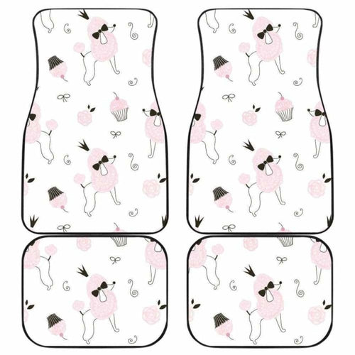 Poodle Dog Rose Cake Pattern Front And Back Car Mats