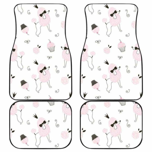 Poodle Dog Rose Cake Pattern Front And Back Car Mats