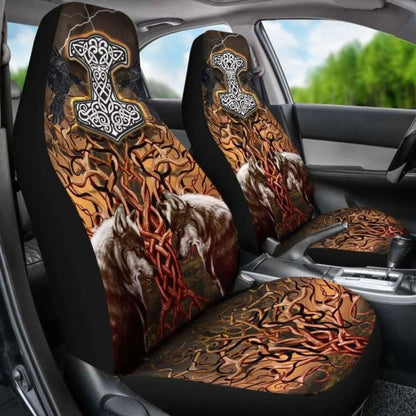 Viking Tree Of Life Fenrirs Mjolnir Car Seat Covers