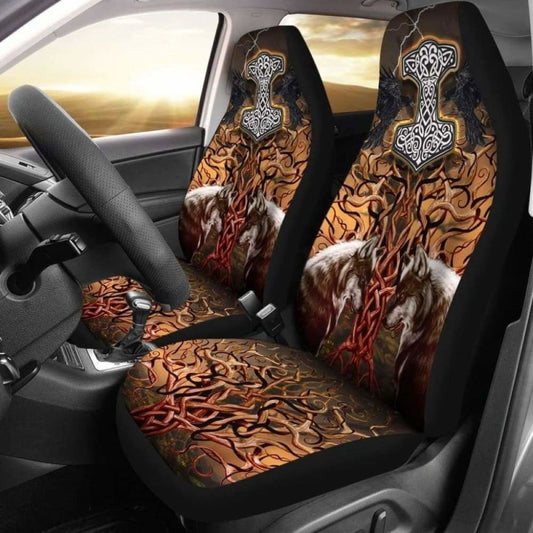 Viking Tree Of Life Fenrirs Mjolnir Car Seat Covers