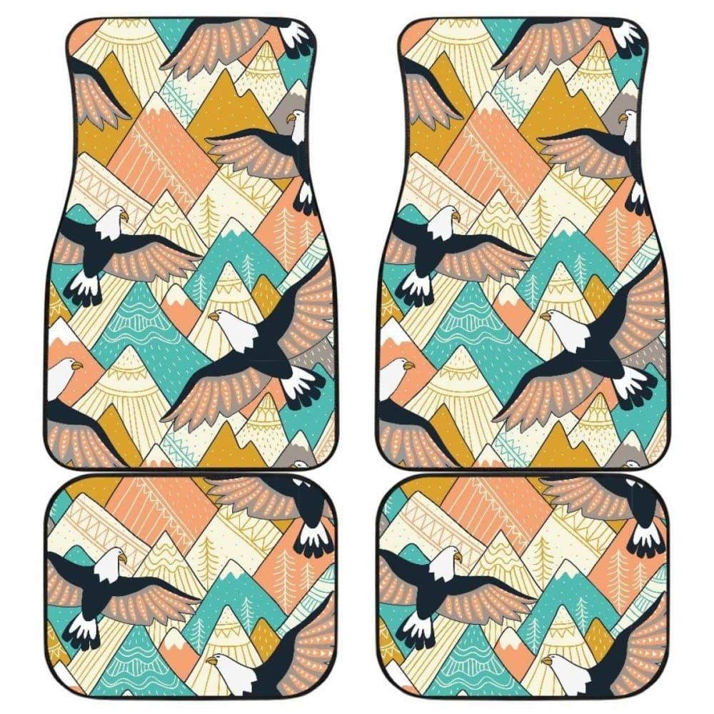 Eagle Pattern Print Design  Front And Back Car Mats
