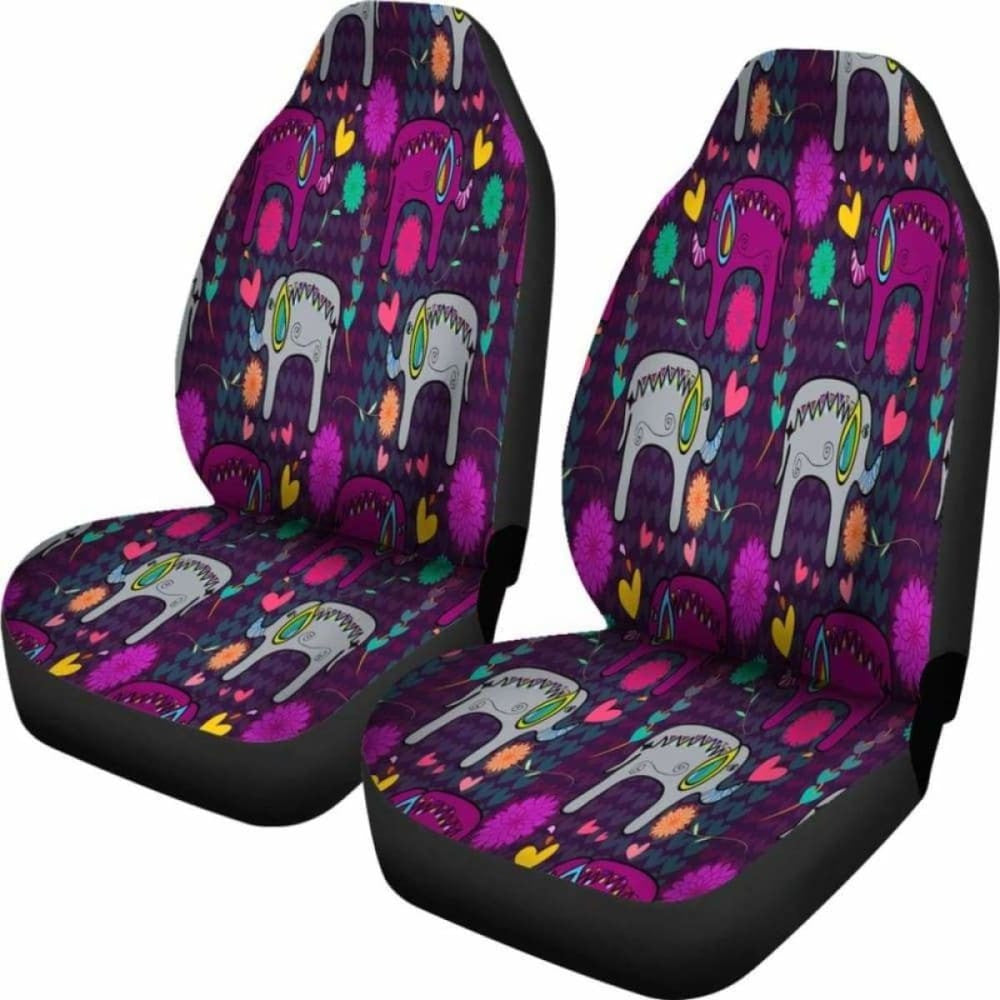 Elephant Hearts And Flowers Car Seat Cover