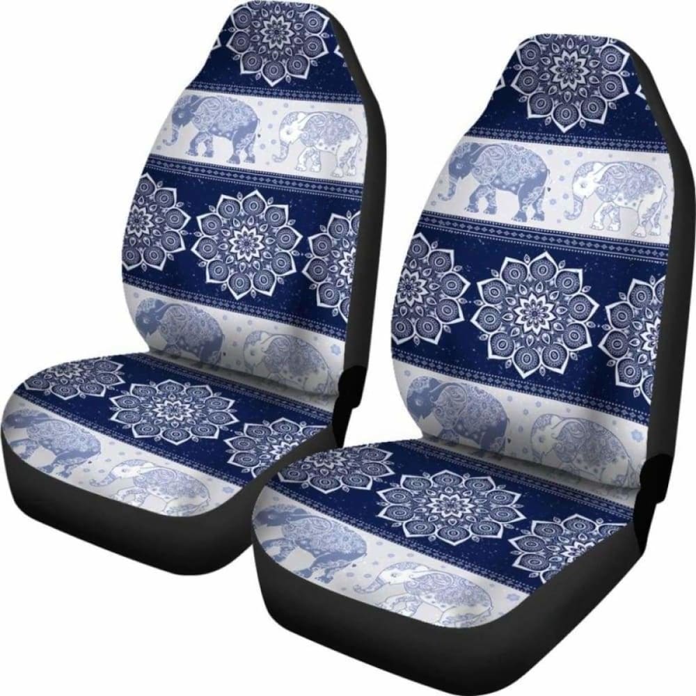 Flower Mandala Elephant Navy Car Seat Covers