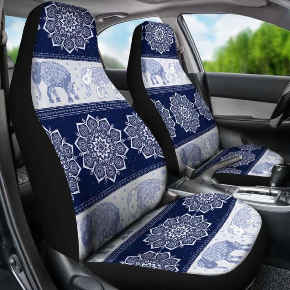 Flower Mandala Elephant Navy Car Seat Covers
