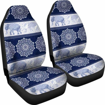 Flower Mandala Elephant Navy Car Seat Covers