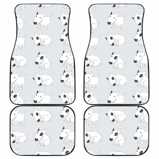 Bull Terrier Pattern Print Design  Front And Back Car Mats