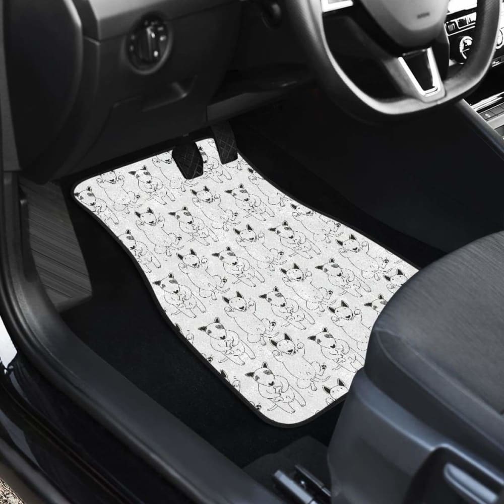 Bull Terrier Pattern Print Design  Front And Back Car Mats