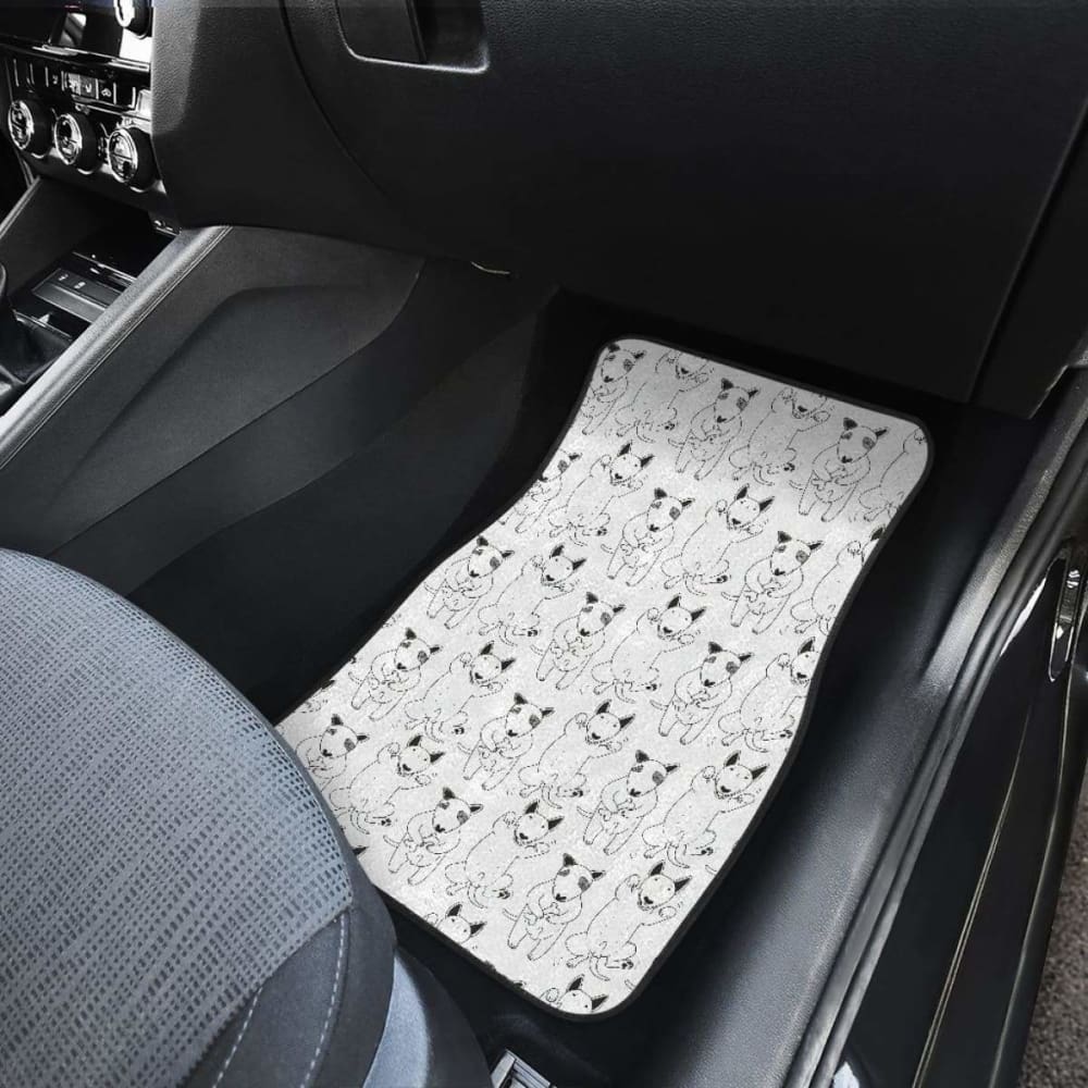 Bull Terrier Pattern Print Design  Front And Back Car Mats
