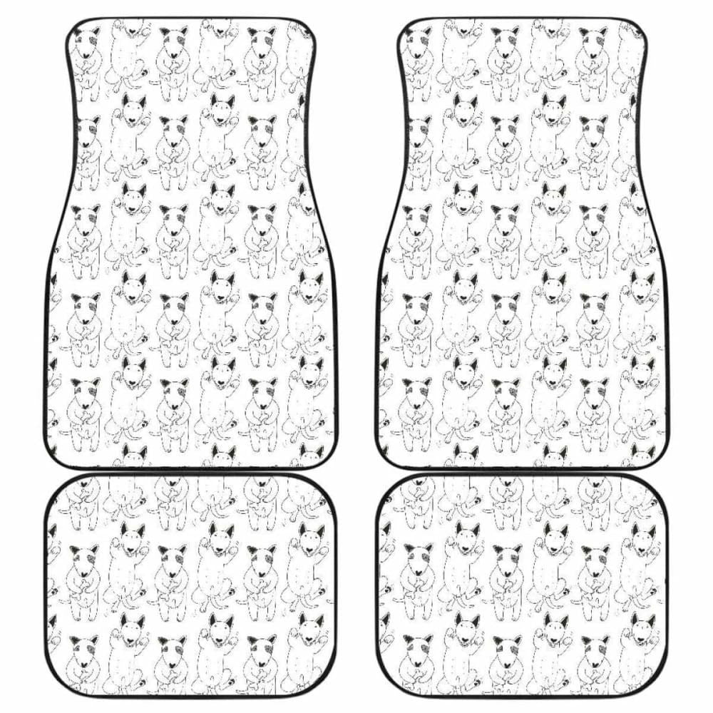 Bull Terrier Pattern Print Design  Front And Back Car Mats