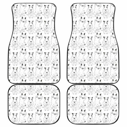 Bull Terrier Pattern Print Design  Front And Back Car Mats