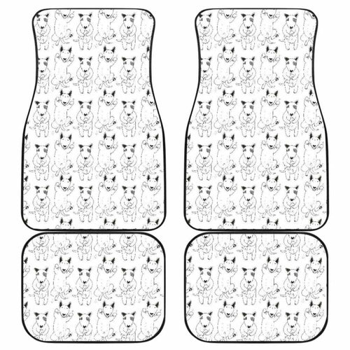 Bull Terrier Pattern Print Design  Front And Back Car Mats