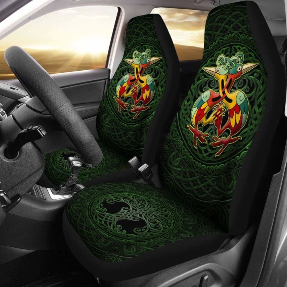 Celtic Heron With Tree Of Life Car Seat Covers - The Messengers Of Gods
