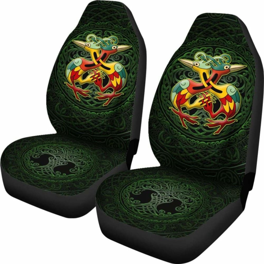Celtic Heron With Tree Of Life Car Seat Covers - The Messengers Of Gods