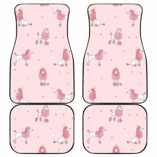 Poodle Dog Pink Color Theme Front And Back Car Mats