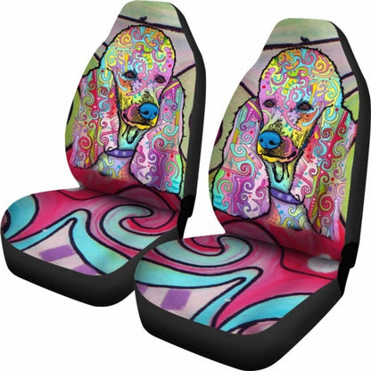 Poodle Design Car Seat Covers Colorful Back