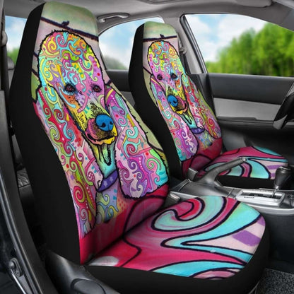 Poodle Design Car Seat Covers Colorful Back