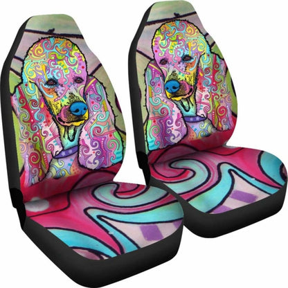 Poodle Design Car Seat Covers Colorful Back
