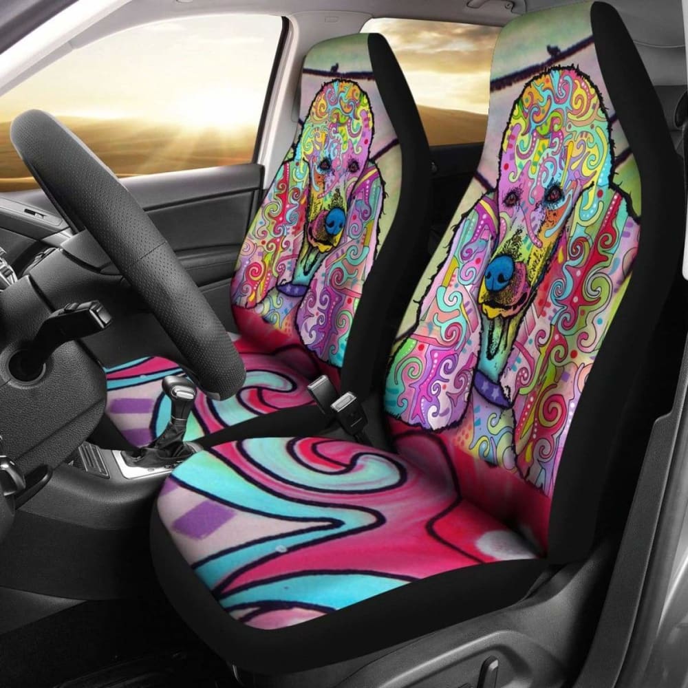 Poodle Design Car Seat Covers Colorful Back