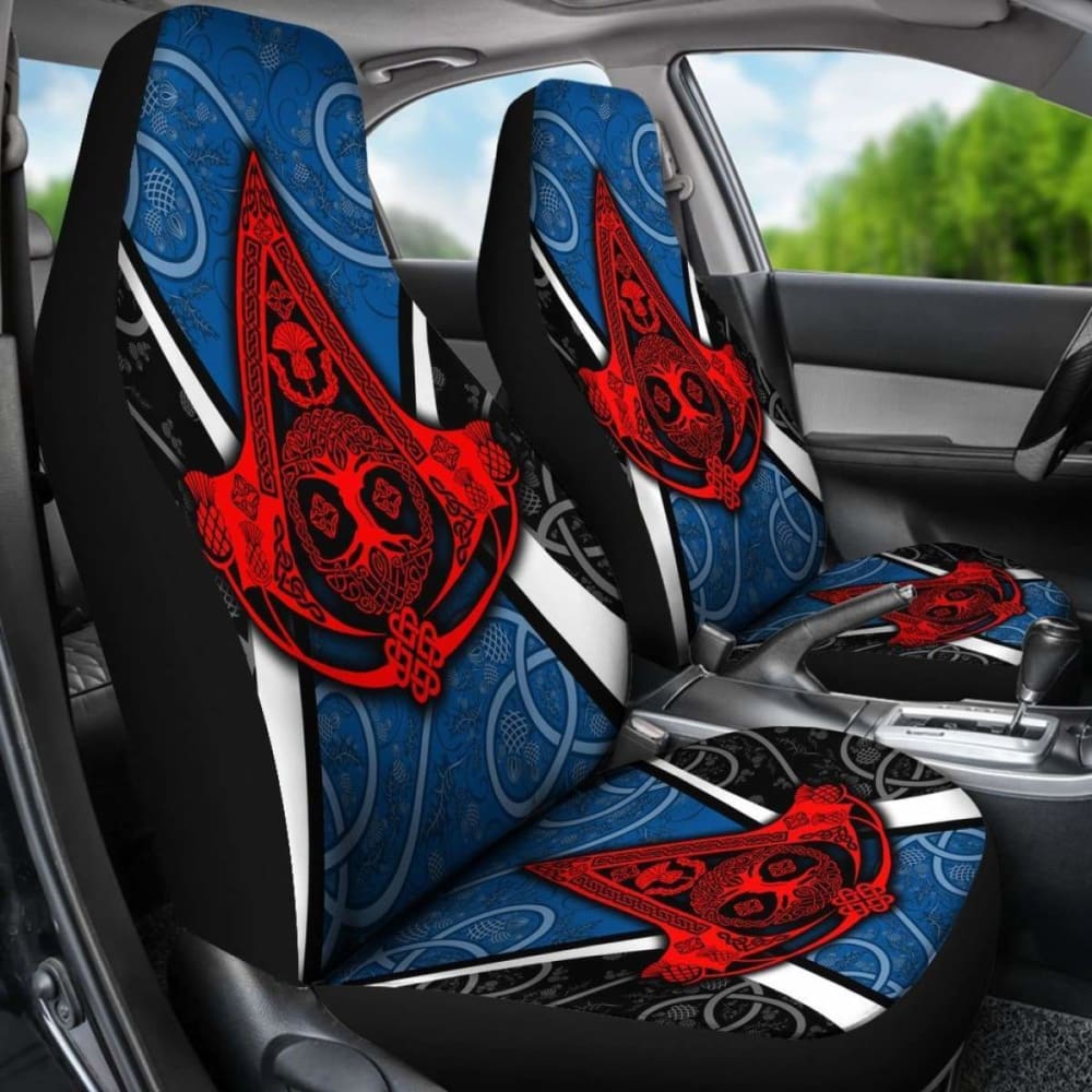 Celtic Car Seat Covers - Celtic Scotland Thistle With Tree Of Life And Knot Ornaments
