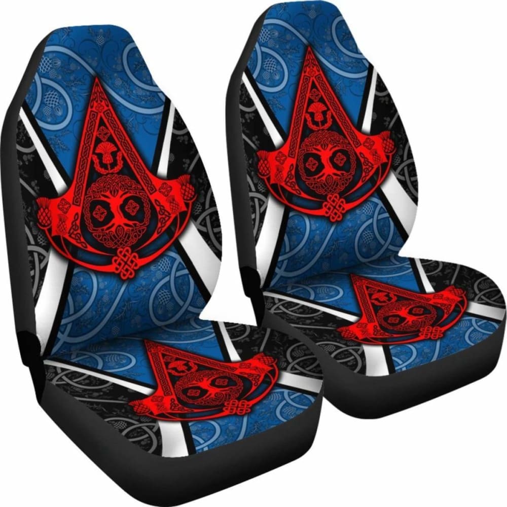 Celtic Car Seat Covers - Celtic Scotland Thistle With Tree Of Life And Knot Ornaments