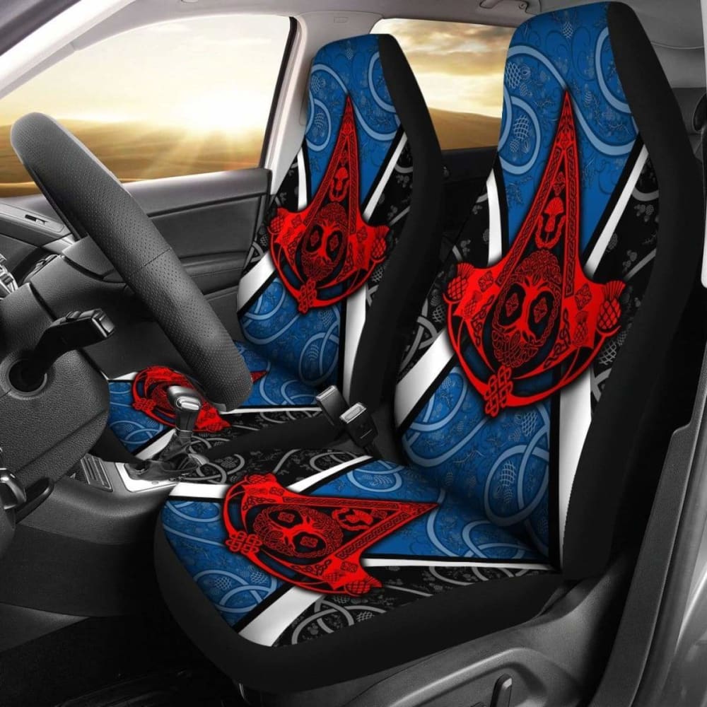 Celtic Car Seat Covers - Celtic Scotland Thistle With Tree Of Life And Knot Ornaments