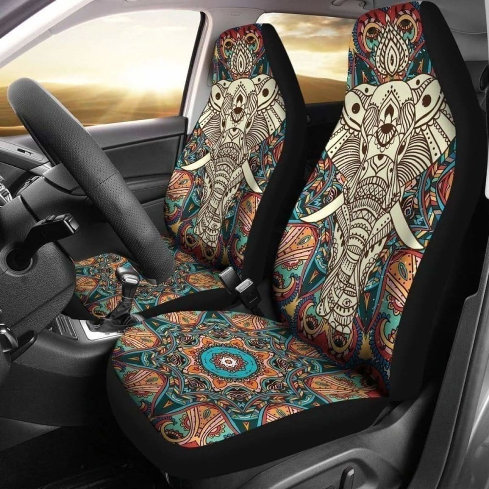 Boho Elephant Car Seat Covers Mandala Yoga Lover Gift