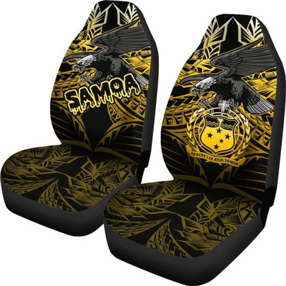 Samoa Polynesian Car Seat Covers - Eagle Tribal Pattern Yellow -